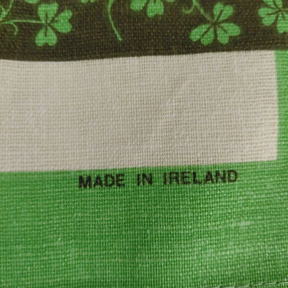 Vtg Clerys of Dublin Ireland Tea Towel Kitchen Bar Shamrocks Irish 29x19